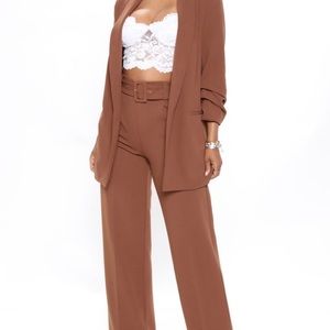 Fashion Nova Celine blazer & Celine belted wide leg pant